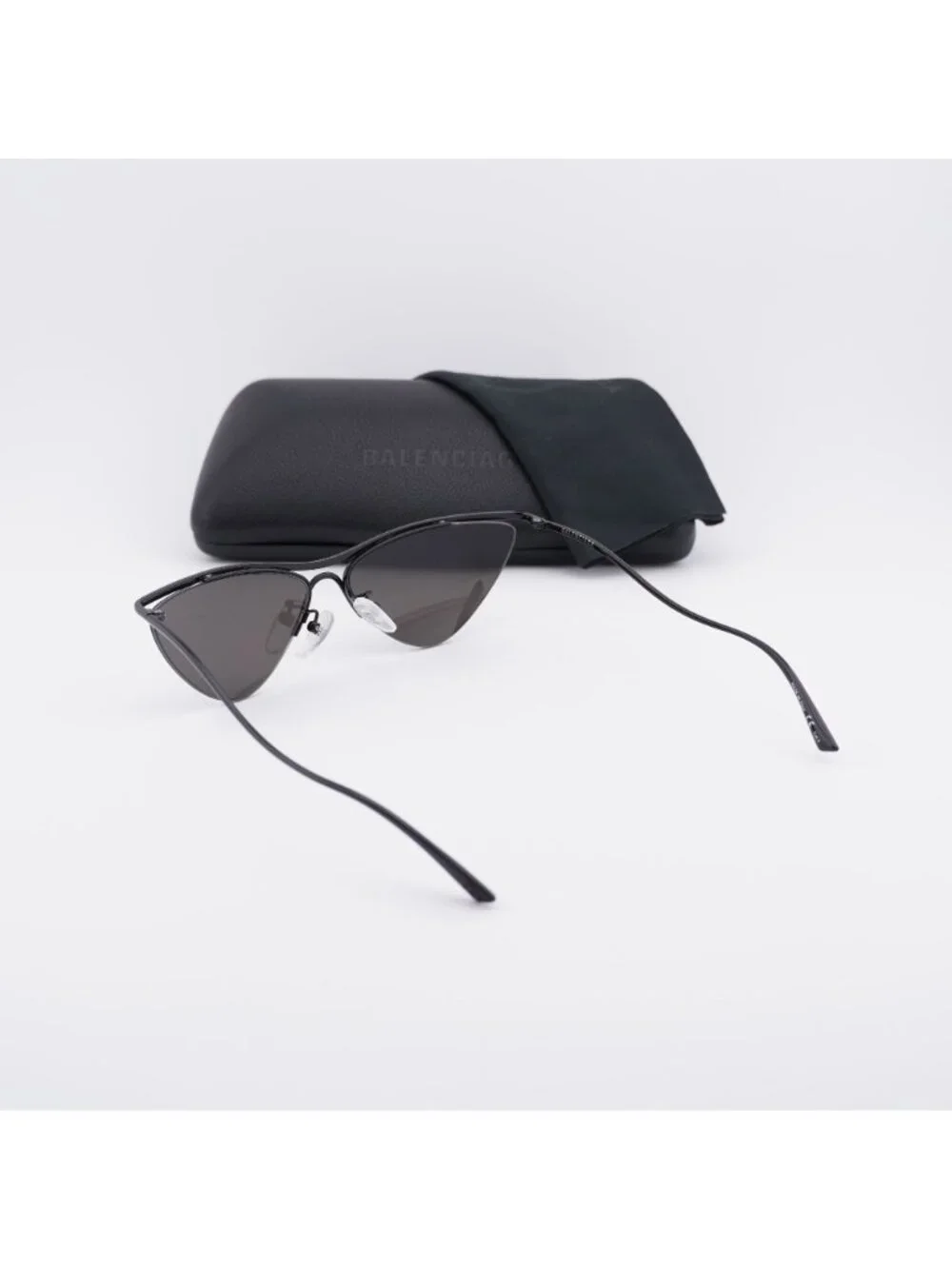 Balenciaga BB0093S 001 Geometric Sunglasses - Black / Grey with Logo